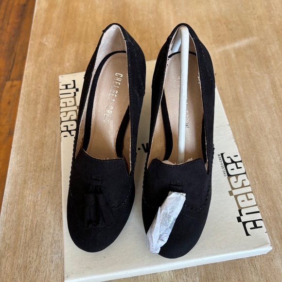 Chelsea Crew Luba Black Smoking Heels Sz 36/5 New - Picture 1 of 6